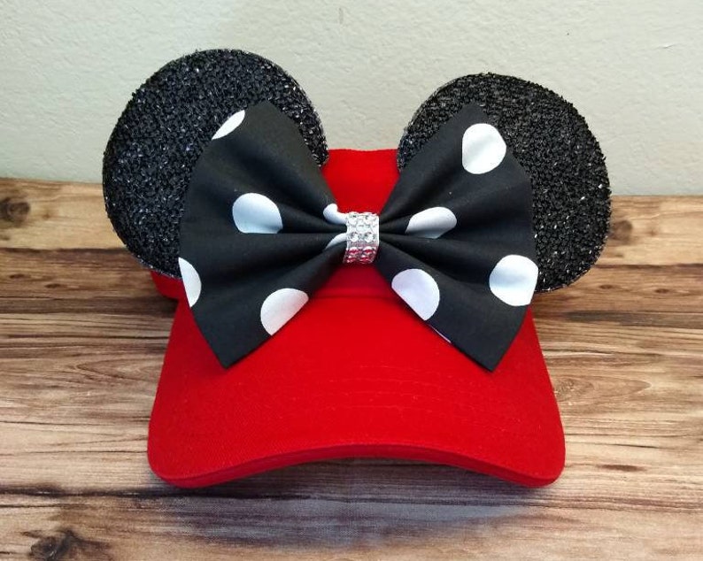 Polka Dot Minnie Ears Visor Minnie Ears Visor Disney Ears Sun Visor Hat Run Disney Visor