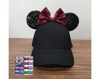 Disney Ears Hat with Sequin Ears | Mickey Ears Hat for Adults | Minnie Mouse Hat | Disney Baseball Hat | Mickey Ears Snapback Hat