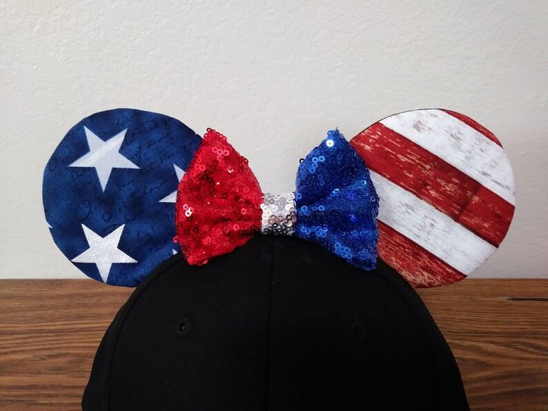 Patriotic America Mickey Ears - Red, White & Blue Minnie Ear Headband - Handmade 4th Of July