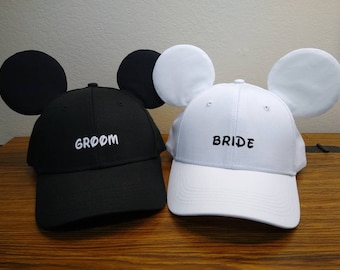 Disney Bride or Groom Hat | Disney Groom Mickey Ears Hat for Men, Adult | Disney Bride Ears Hat | Disney Bachelorette Party Bridal Ears