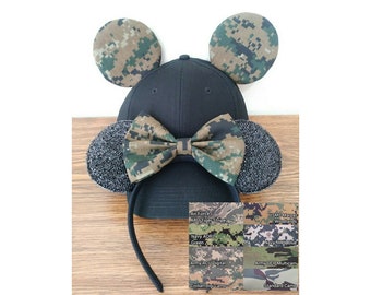 Digital Camouflage Disney Ears, Digicam Mickey Ears, Military Camouflage Minnie Mouse Ears