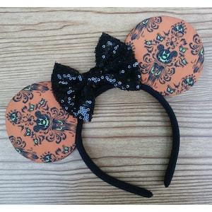 Haunted Mansion Disney Ears Headband for Adults, Pumpkin Mickey Ears Headband, Halloween Minnie Mouse Ears