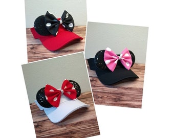 Minnie Ears Visor, Disney Ears Sun Visor Hat, Polka Dot Minnie Ears Visor, RunDisney Visor Hat, Disney Visor for Adults