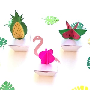 Conjunto de CAIXAS TROPICAIS. Modelos SVG. Flamingo, Melancia, Abacaxi. Dxf SilhouetteStudio Ai Png Svg Arquivos Pdf. Cricut, Silhueta Cameo.