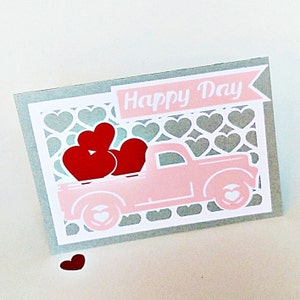CARTÃO DOBRÁVEL. Modelos SVG. Cartão de caminhonete de corações. Cricut, SilhouetteCameo. SilhouetteStudio Dxf Svg Ai Pdf Png Arquivos. Download instantâneo.