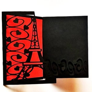 SVG-sjablonen. EIFFELTOREN gevouwen kaart. Cricut, SilhouetteCameo, Lasergesneden. Dxf Svg Png SilhouetteStudio Ai PDF-bestanden. Directe download.