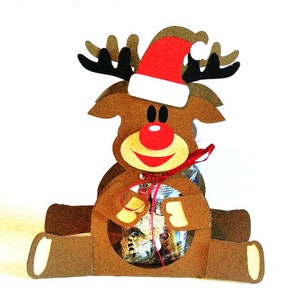 SVG-Vorlagen. SÜSSE HALTER. Weihnachtsverpackung. Weihnachtsmann Rentier. Dxf SilhouetteStudio Ai SVG Png Pdf Dateien. Cricut, SilhouetteCameo.