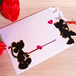 Archivos de corte SVG Cricut, plantilla, TARJETA DE AMOR, tarjeta del día de San Valentín, archivos cortados con láser; tarjeta deslizante con ratones, Silhouette Cameo