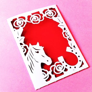 COWGIRL Pocket CARD. SVG Templates. Roses and Horse. Cricut, SilhouetteCameo. Dxf SilhouetteStudio Ai Svg Png Pdf Files. Instant Download.