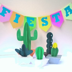 ENSEMBLE DE CACTUS 3D. 5 modèles SVG. Plantes Succulentes Et Pot. Décoration d'intérieur. Fêtes mexicaines. Fichiers Dxf SilhouetteStudio Ai Svg Png Pdf