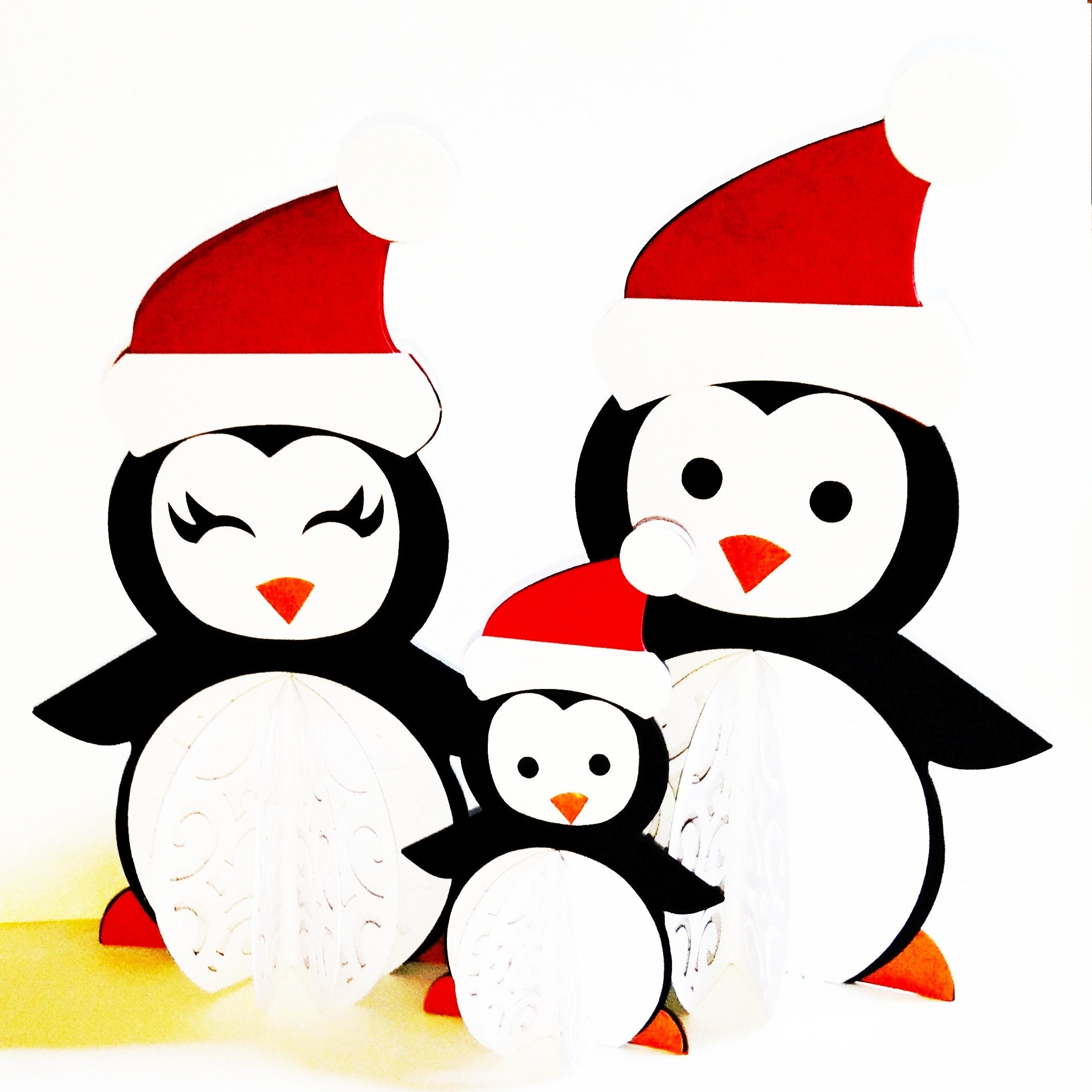 3D CHRISTMAS DECORATION. SVG Templates. Christmas Penguins. | Etsy