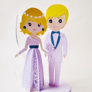CASAL DE CASAMENTO 3D. Modelos SVG. Topo de bolo de casamento. Centro de mesa. Cricut SilhouetteCameo. Arquivos Dxf Ai SilhouetteStudio Svg Png PDF.
