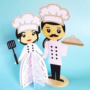 3D KÖCHE PAAR. SVG-Vorlagen. Dekorationen. Cake Topper. Mittelstücke. Cricut, SilhouetteCameo. Dxf SilhouetteStudio SVG Png Pdf Dateien.