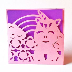 CARTÃO UNICÓRNIO. Modelos SVG. Cartão de bolso. Cricut, SilhouetteCameo, Corte a Laser. Arquivos Pdf Dxf Ai SilhouetteStudio Svg Png. Download instantâneo.
