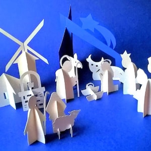 SCENA DELLA NATIVITÀ 3D. Modelli Svg. Presepe di NATALE da assemblare. Decorazione per la casa. File Dxf SilhouetteStudio Ai Svg Pdf Png. Download immediato