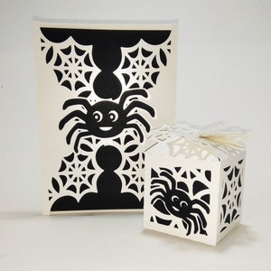ENSEMBLE ARAIGNÉE. Modèles SVG. Boîte à dragées et carte pliable. Couper des fichiers. SilhouetteCameo Cricut LaserCut. Fichiers Pdf Dxf SilhouetteStudio Svg Png.