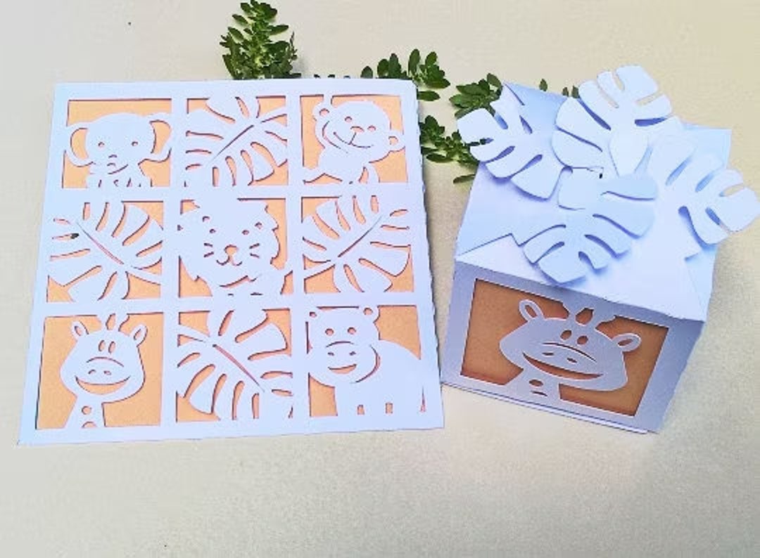 SAFARI SET. SVG Templates. Pocket Card and Favor Box. Cricut ...