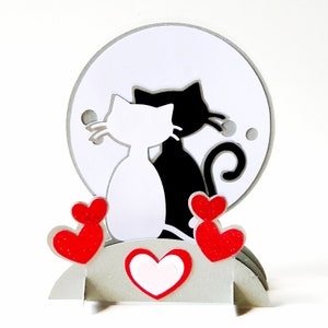 CARTE POP-UP. Modèles SVG. Les chats et la lune. Cricut, Silhouette Cameo, Découpe Laser. Fichiers Dxf Ai Svg SilhouetteStudio Pdf Png. Téléchargement instantané.