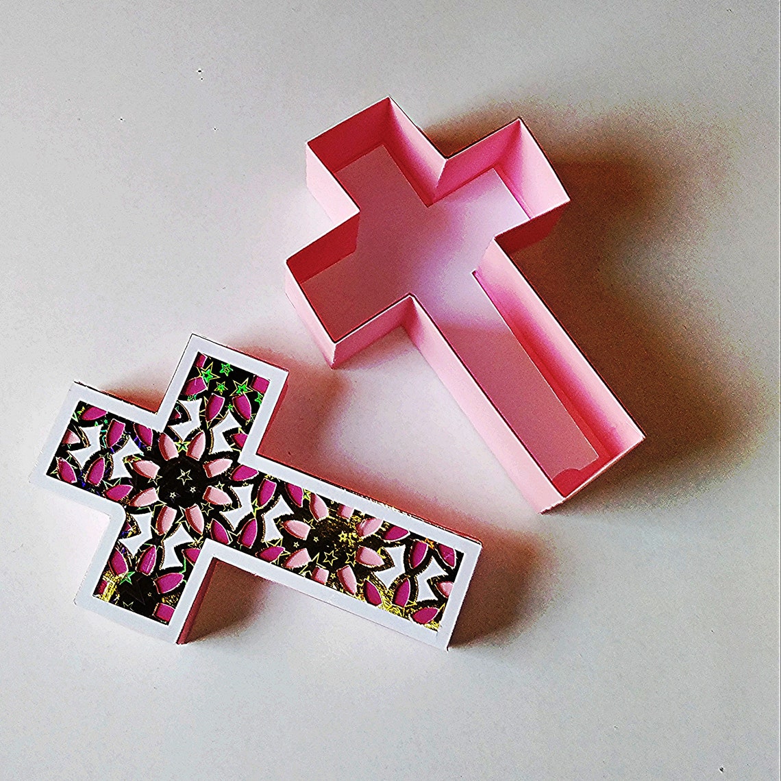 FLORAL CROSS BOX. Svg Templates. Layered Design. Dxf Etsy