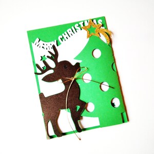 CARTÃO DE NATAL. Modelos SVG. Árvore e Renas. Cartão / envelope dobrável. Dxf SilhouetteStudio Ai Svg Pdf Png Arquivos. Download instantâneo.