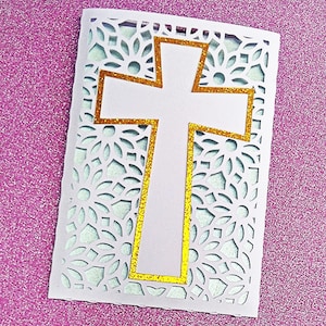 CARTÃO RELIGIOSO. Modelos SVG. Cartão de bolso. Design recortado de flores. Cricut, SilhouetteCameo. Dxf SilhouetteStudio Ai Svg Png Arquivos Pdf.