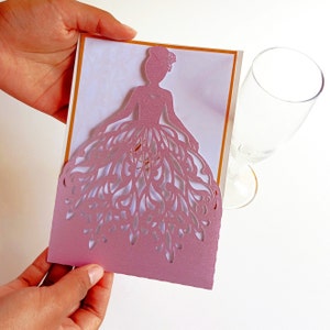 CARTÃO DE PRINCESA SVG. Modelos SVG. Cartão de bolso. Convites para festas. Cricut SilhouetteCameo Corte a laser. Arquivos Dxf SilhouetteStudio Svg Pdf Png.