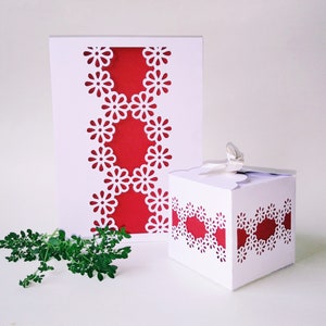 Modèles SVG. ENSEMBLE DE FLEURS. Boîte à dragées et carte pliable. Fichiers Dxf Ai SilhouetteStudio Pdf Svg Png. Cricut, SilhouetteCameo, Découpe Laser.