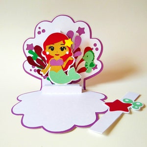 Modèles SVG. CARTE POP UP. Conception de petite sirène. Cricut, Silhouette Cameo, Découpe Laser. Fichiers Dxf Ai Svg SilhouetteStudio Pdf Png.