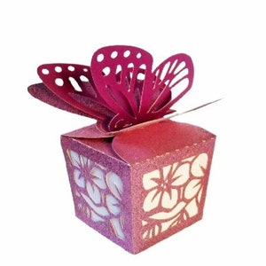 BOÎTE À PAPILLONS. Modèles SVG. Boîte cadeau. Camée Silhouette, Cricut, Découpe Laser.  Fichiers Dxf SilhouetteStudio Svg Png Pdf.
