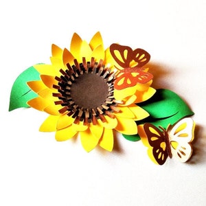 3D SONNENBLUME SET. SVG-Vorlagen. Beinhaltet 3D Schmetterling Vorlagen und Blätter. Dxf SilhouetteStudio AiSvg Pdf Png-Dateien. Sofort Download.