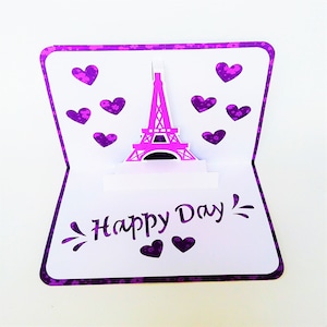 Plantillas SVG. Tarjeta emergente TORRE EIFFEL. Cricut SilhouetteCameo corte láser. Archivos Dxf Svg Ai SilhouetteStudio Pdf Png. Descarga instantánea.