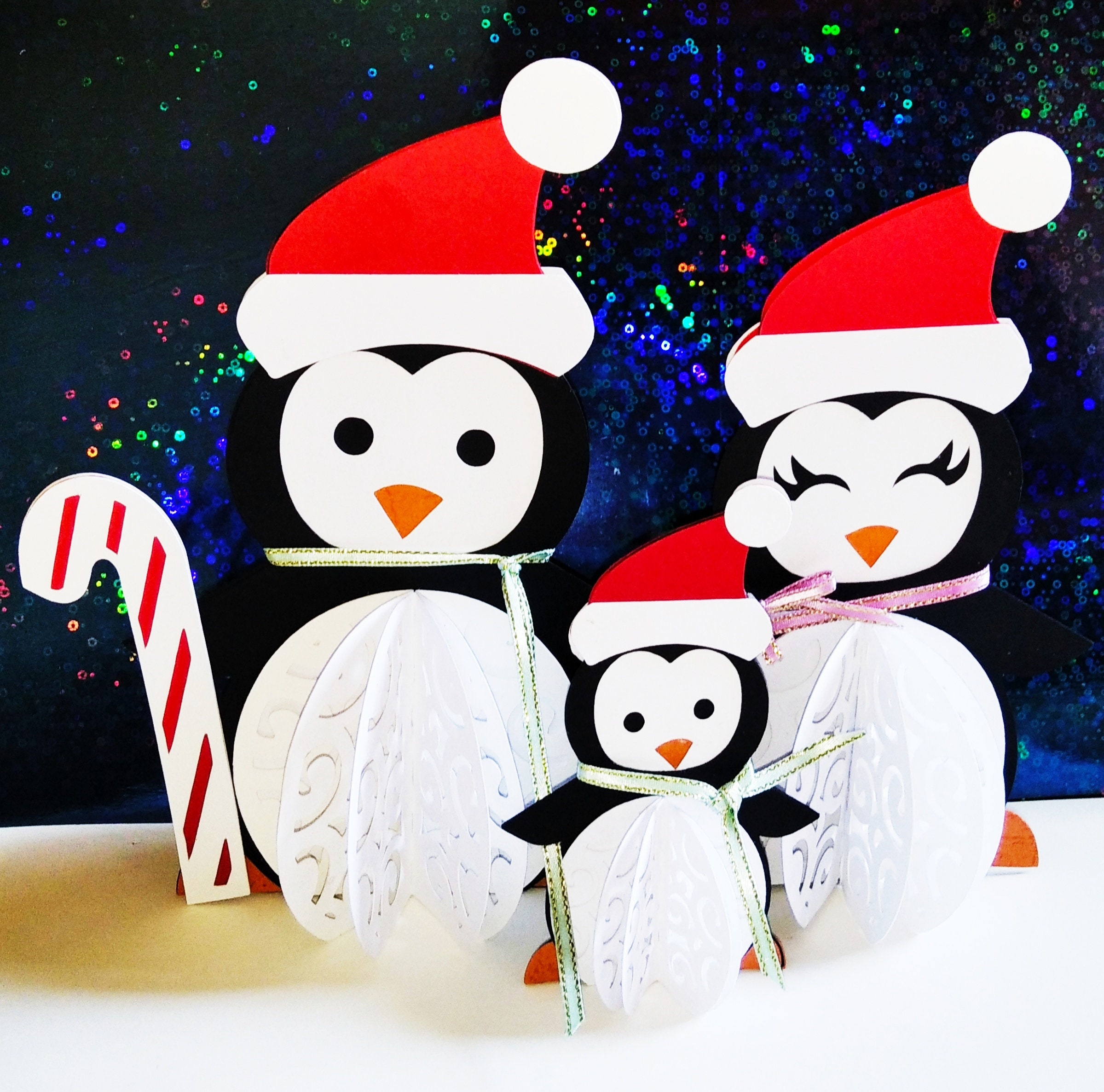 3D CHRISTMAS DECORATION. SVG Templates. Christmas Penguins. - Etsy
