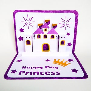 Plantillas SVG. TARJETA POP UP. Castillo de la Princesa. Cricut SilhouetteCameo LaserCut. Archivos Dxf Ai Svg SilhouetteStudio Pdf Png. Descarga instantánea.