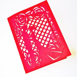 WEDDING CARD. SVG Template. Wedding Couple and Roses. Dxf Ai SilhouetteStudio Svg Pdf Png Files. Instant Download. Cricut, Silhouette Cameo.