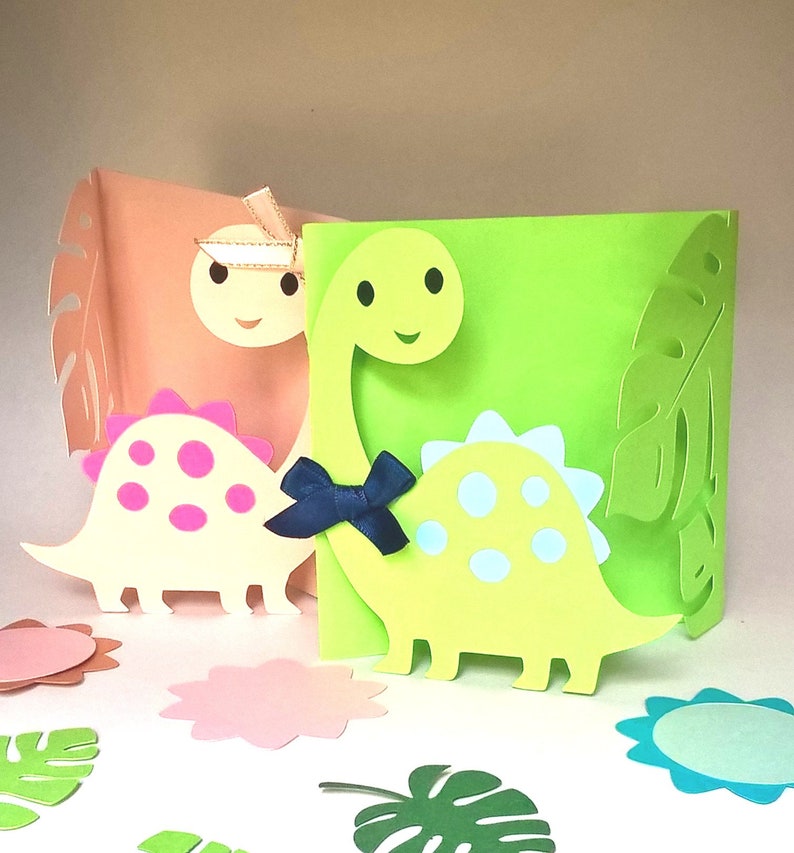 Download Dinosaur Baby Card Svg Templates Envelope Invitation Card Etsy PSD Mockup Templates