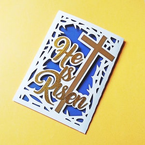 OSTERKARTE. SVG-Vorlagen. Christus ist auferstanden. Taschenkarte. Dxf-Svg SilhouetteStudio Ai Pdf Png-Dateien. Cricut, SilhouetteCameo, Laser-Schnitt.