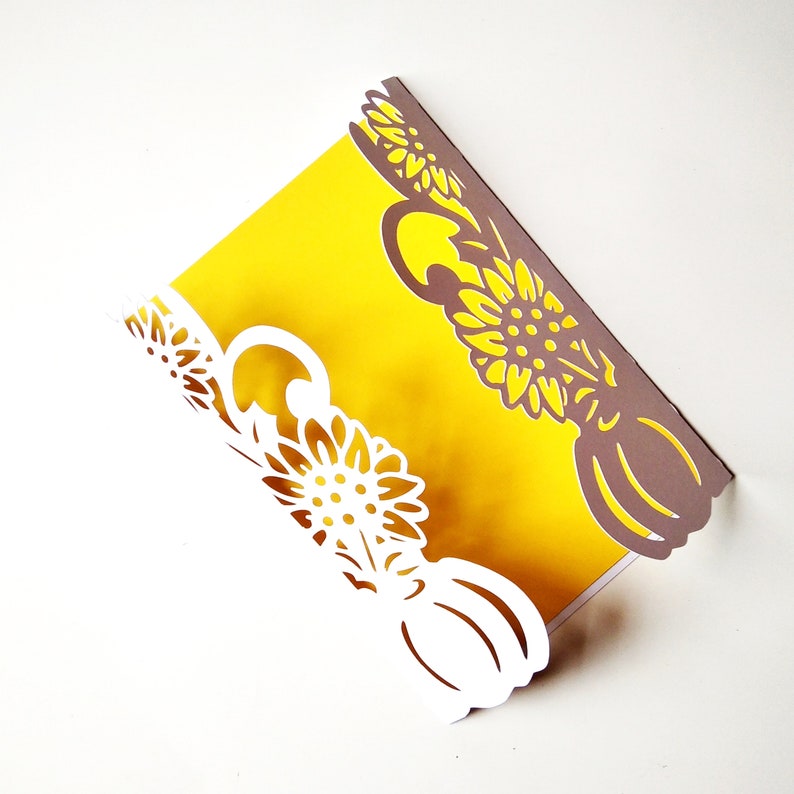 Sunflower Pumpkin Gatefold CARD SVG TEMPLATE Fall Card | Etsy
