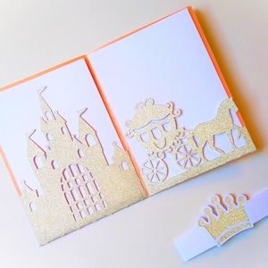 Modelos SVG. CARTÃO PRINCESA. Convite para festa. Silhueta CricutCameo LaserCut. Arquivos Dxf SilhouetteStudio Ai Svg Pdf Png. Download instantâneo