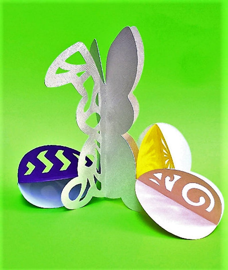 Download RABBIT And EASTER EGGS In 3D. Svg Templates. Decorations | Etsy