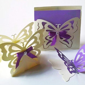 CONJUNTO DE BORBOLETA SVG. Caixa de Lembrancinhas, Borboleta 3D e Cartão de Bolso. Cricut, SilhouetteCameo, Corte a Laser. Dxf SilhouetteStudio Ai Svg Png Arquivos Pdf.