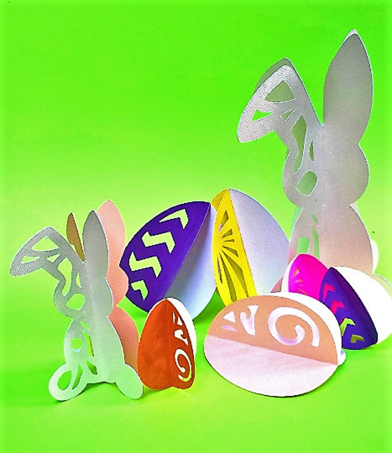 Download RABBIT And EASTER EGGS In 3D. Svg Templates. Decorations | Etsy
