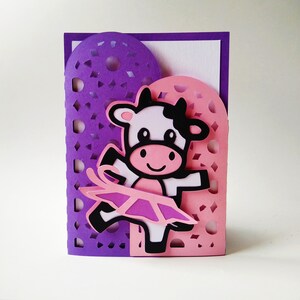 Modèles SVG. Petite carte VACHE. Cricut, Silhouette Cameo, Découpe Laser. Carte pliable à la porte. Fichiers Dxf SilhouetteStudio Svg Png Pdf. Téléchargement instantané