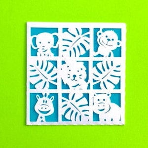 SAFARI Pocket CARD. Modèles SVG. Idéal pour les baby showers et les fêtes d'enfants. Fichiers Dxf Svg SilhouetteStudio Ai Png Pdf.