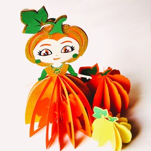 CHICA DE OTOÑO 3D. Plantillas SVG. Decoración del hogar. Adornos para tartas. Centros de mesa. Archivos DXF, SilhouetteStudio, SVG, PNG y PDF. Descarga instantánea.