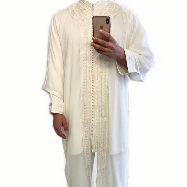 Elegant Jabadore Royal Moroccan Kurta - Traditional Men's Salwar Kameez, Wedding Qamees, Groom's Djellaba Thobe Gift