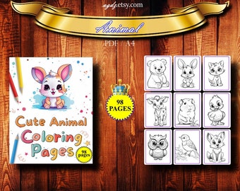 Baby Animals Coloring Book - Printable Cute Animal Pages, Instant Download, Realistic Digital Coloring for Relaxation Gift