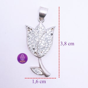 Delicate Love Flower 925 Silver Pendant, Fine Tuareg Silver Chain Necklace, Handmade Minimalist Women's Jewelry, Ideal Love Token image 2