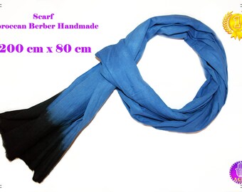 The Nomadic Berber Moroccan Indigo hand-dyed Blue Scarf Wrap Shawl Viscose The Nomadic Berber Moroccan Indigo hand-dyed Blue Scarf Wrap Shawl Viscose