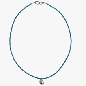 8.5-9.0mm Blue Baroque Akoya Pearl and Turquoise Necklace