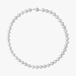 Zilveren semi-barokke akoya-parelketting 8,5-9,0 mm
